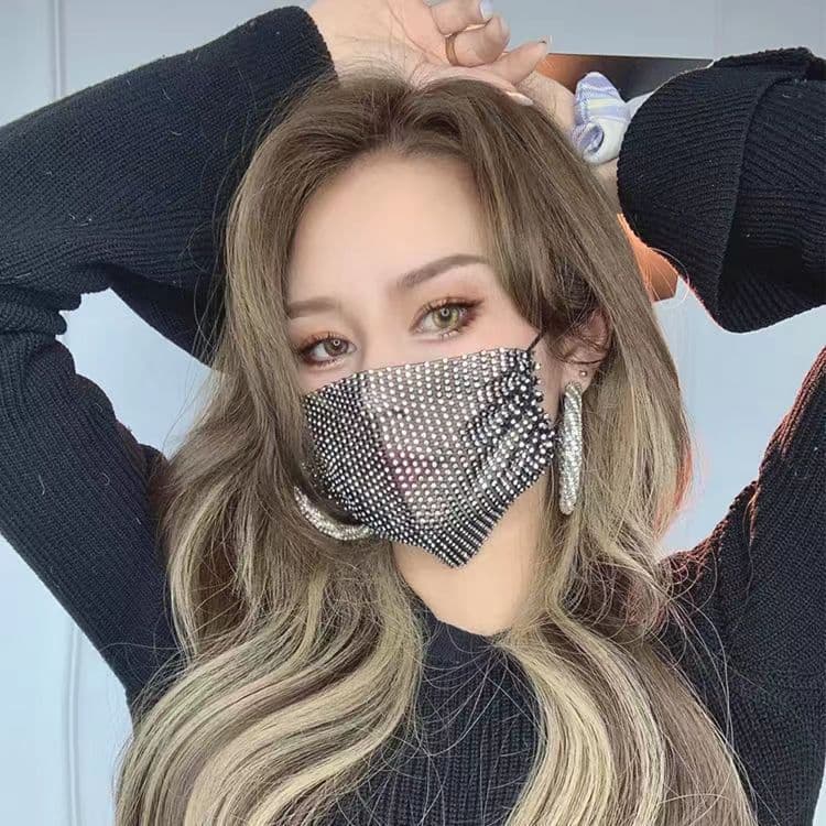 뜨거운 판매 다이아몬드 마스크 새로운 국경 마스크 여름 플래시 유럽과 미국의 컬러 마스크 트렌드 라인석 마스크
